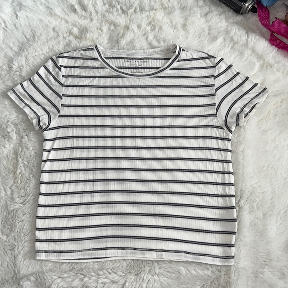 White & Grey Stripe - Soft & Sexy Crop